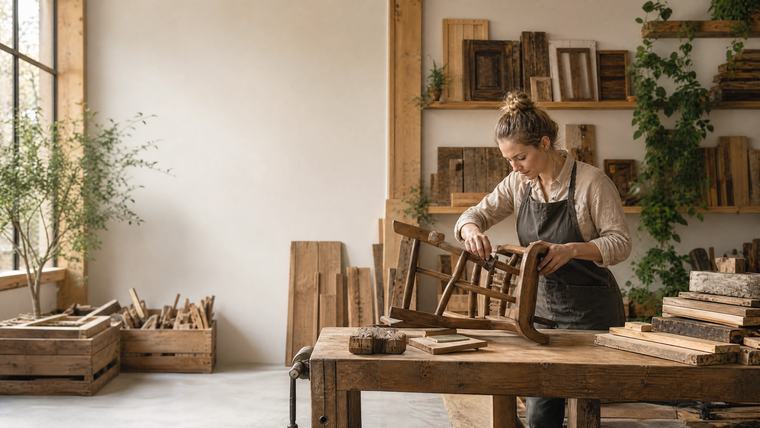 Furniture production: bills of materials with timber from several countries, traceable to the area.